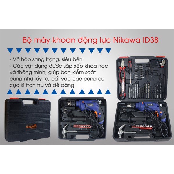 Bộ máy khoan động lực NK-ID38 - Hàng công ty giá rẻ chính hãng nhập khẩu - Máy khoan gia đình đa năng