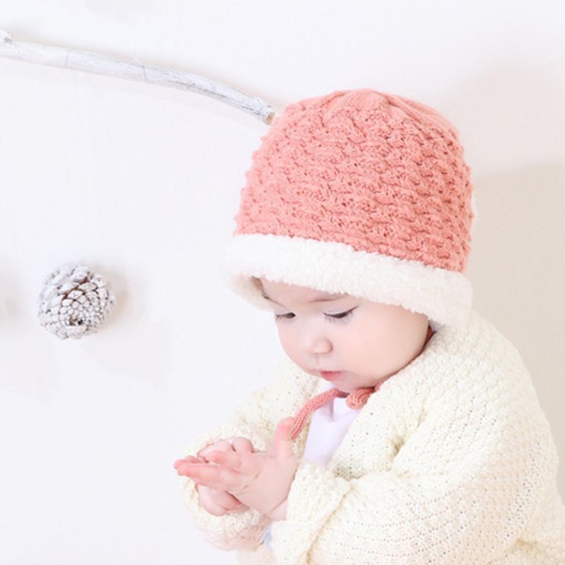 Mũ len giữ ấm dày dặn cho bé trai sơ sinh chụp hình