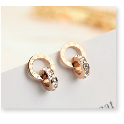 Bông tai titan la mã lồng đá zircon TT967 E4-207 - CAM KẾT KHÔNG BAY MÀU - BẢO HÀNH 12 THÁNG