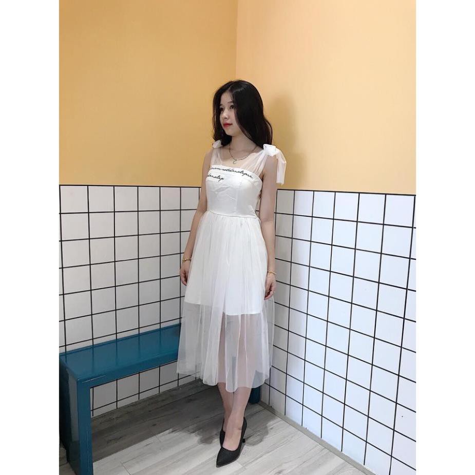 Đầm dự tiệc đi đám cưới, đầm ôm body phối voan lưới thời thượng Vanessa Dress kèm ảnh thật *