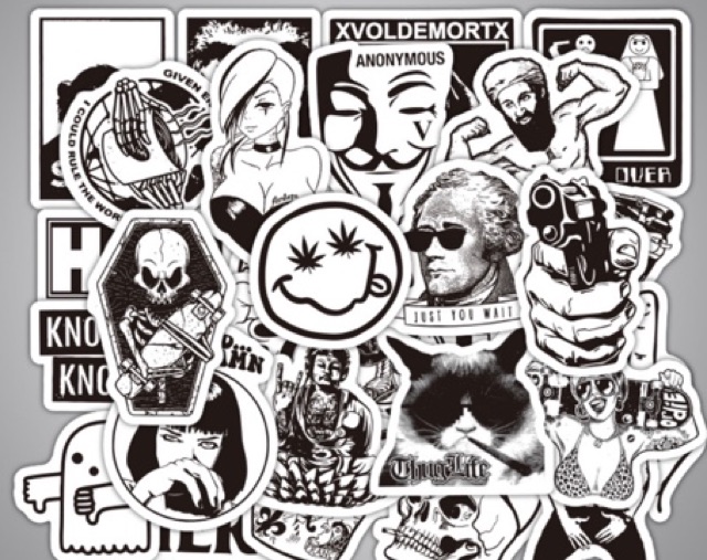 Set 50 Sticker MARVEL, SUP, One Piece,... dán Mũ BH, Xe, Vali, Laptop,..