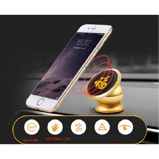 Giá đỡ điện thoại gắn ô tô xoay 360 độ có nam châm hút
