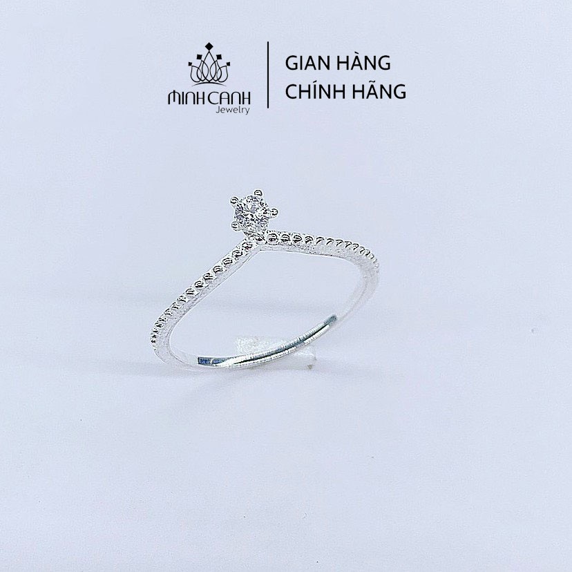 Nhẫn Bạc Nữ Chữ V Đính Đá - Minh Canh Jewelry