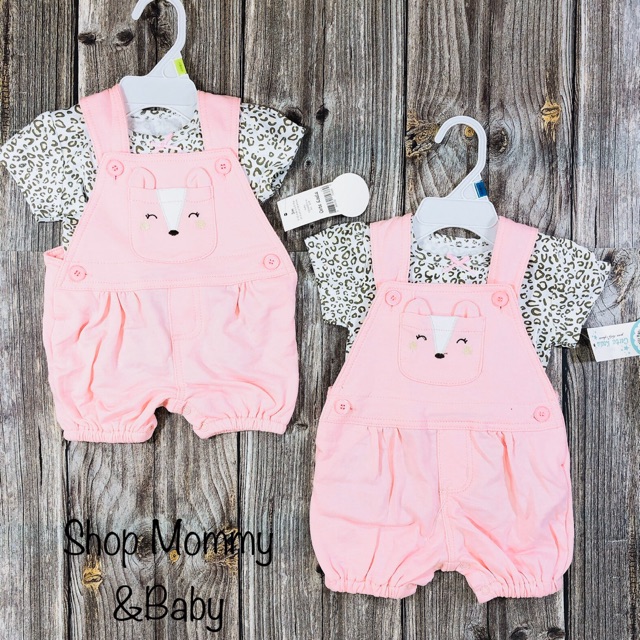 Set yếm đùi và áo hãng Carter xuất dư chất liệu cotton cho bé gái size từ 3 tháng đến 24 tháng