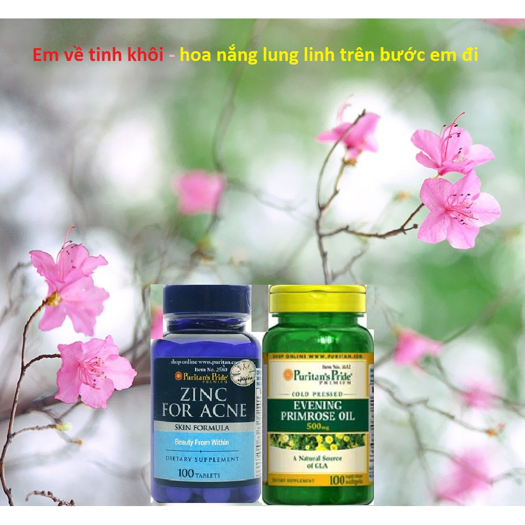 Combo ngừa mụn Puritan's Pride Zinc for Acne 100v dầu hoa anh thảo Evening Primrose Oil 500mg 100 viên | BigBuy360 - bigbuy360.vn