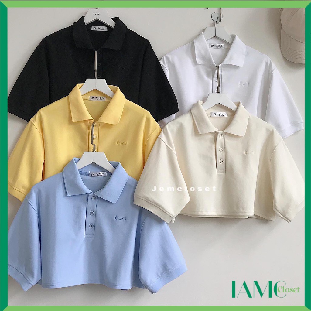 Áo Croptop Polo Nữ Cộc Tay Thiết Kế Basic Phong Cách Hàn Quốc Có 5 Màu PYNY - 10103 IAMC.Closet