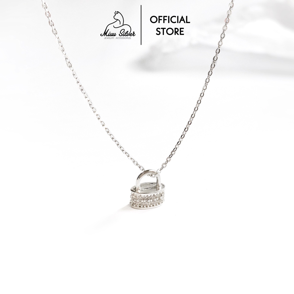 Dây chuyền bạc Miuu Silver, vòng cổ nữ hình ổ khóa đính đá The Locky Necklace