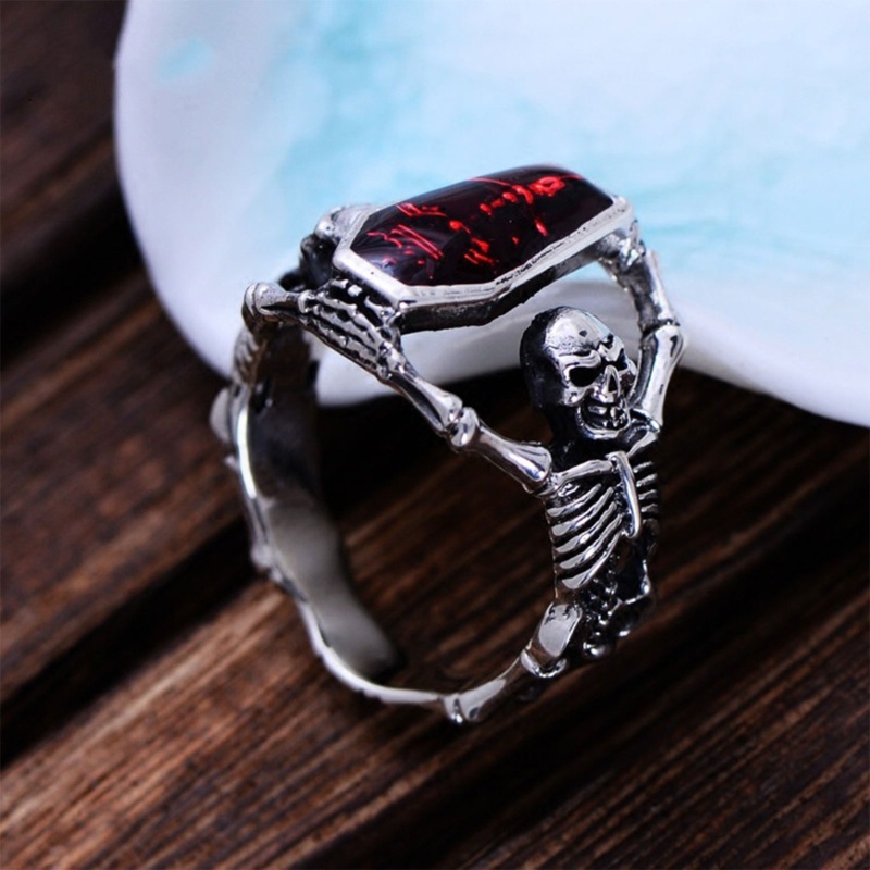Nhẫn Hợp Kim Hình Đầu Lâu Phong Cách Punk Vintage Thời Trang Cho Nữ