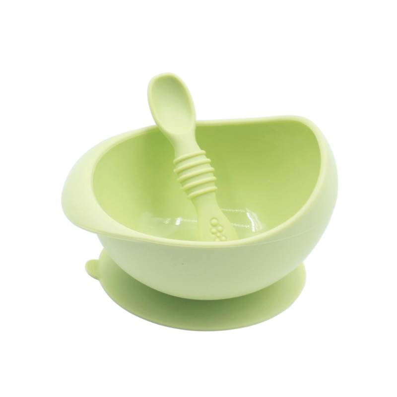 Set 2 Món Bát + Muỗng Tập Ăn Bằng Silicone Cho Bé Sơ Sinh