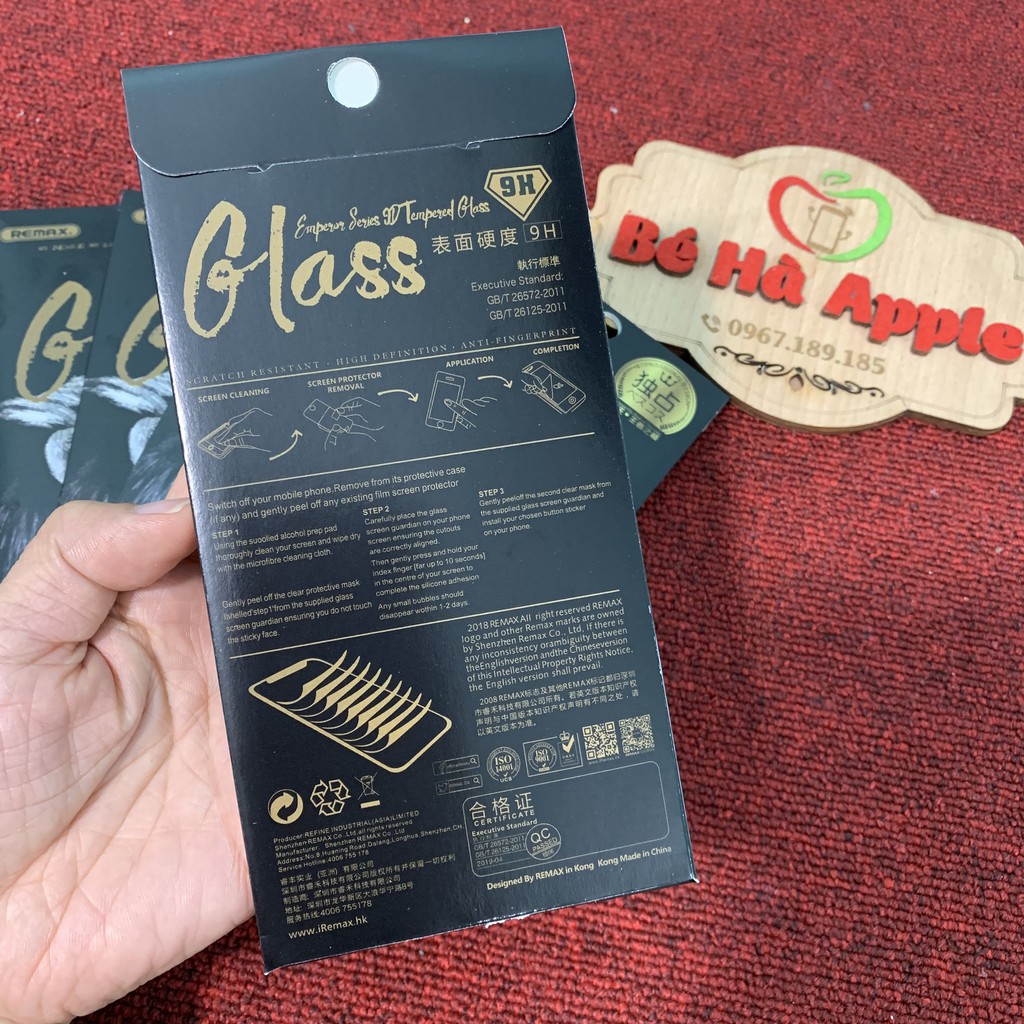 Kính Cường Lực Remax 9H 0.1mm Dùng Cho Các Đời iPhone 6.7.8.6Plus.X.Xr.11Promax.12.12Promax.13.13promax
