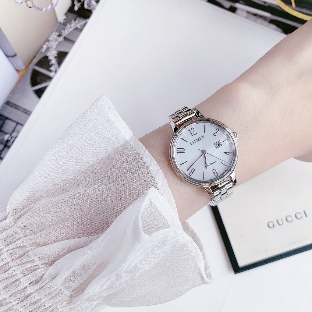 Đồng hồ nữ dây thép Citizen Eco Drive EW2440 53A