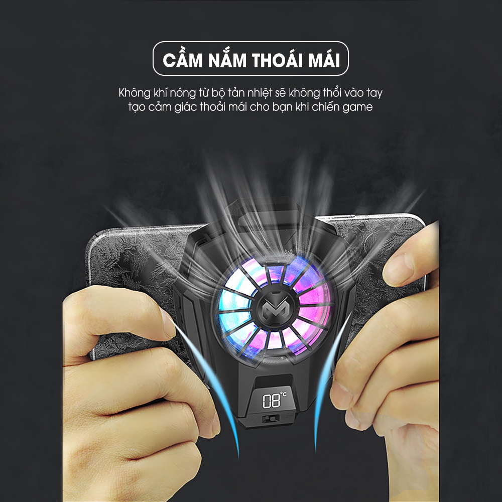 Quạt tản nhiệt điện thoại sò lạnh SIDOTECH MEMO DL05 nhỏ gọn làm mát nhanh LED RGB gaming có màn hình hiển thị nhiệt độ