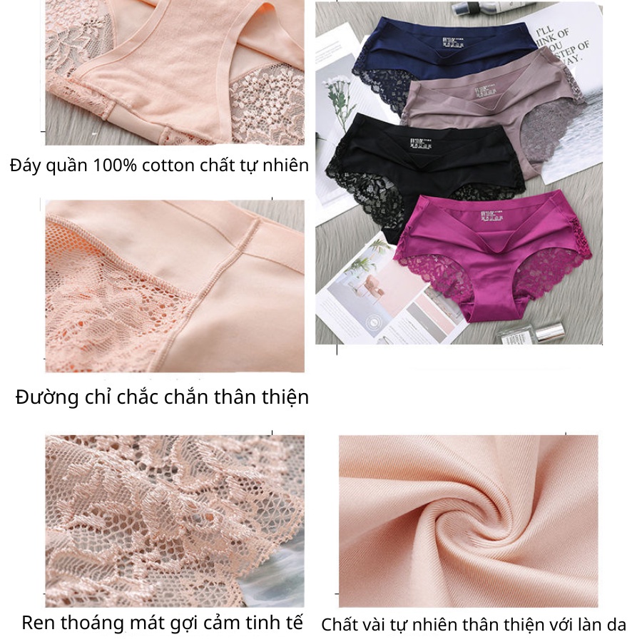 ❤️FREESHIP❤️ Quần Lót Nữ Hoamoco Cao Cấp Sexy Phối Ren Quyến Rũ Gợi Cảm - R17