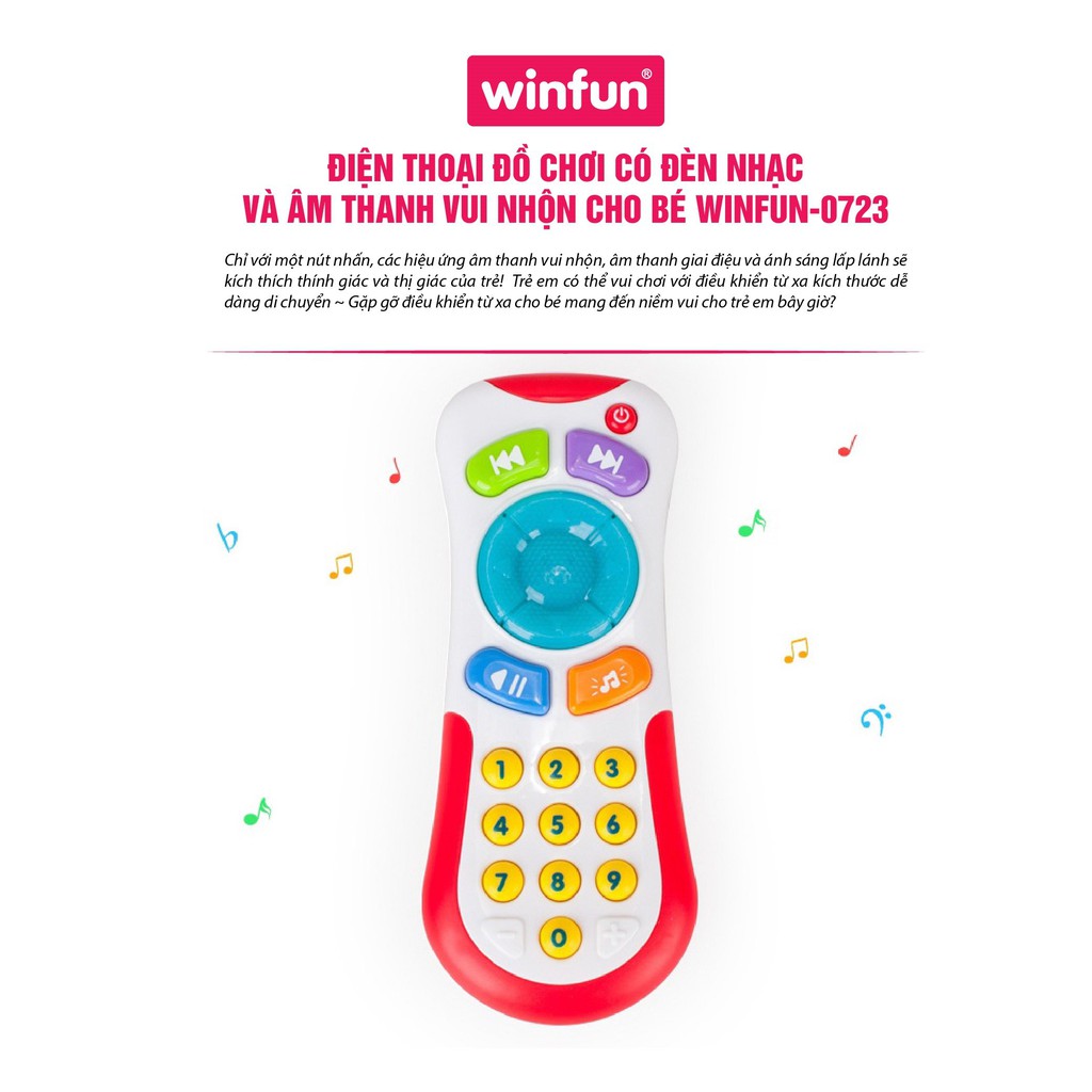 Đồ chơi điện thoại - điều khiển từ xa 0723 phát nhạc vui vẻ Winfun cho bé từ 6 tháng tới 24 tháng