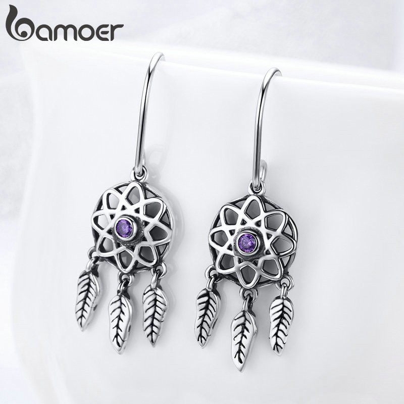 Khuyên Tai Bạc 925 Bamoer Phối Mặt Hình Dreamcatcher Xinh Xắn Cho Nữ