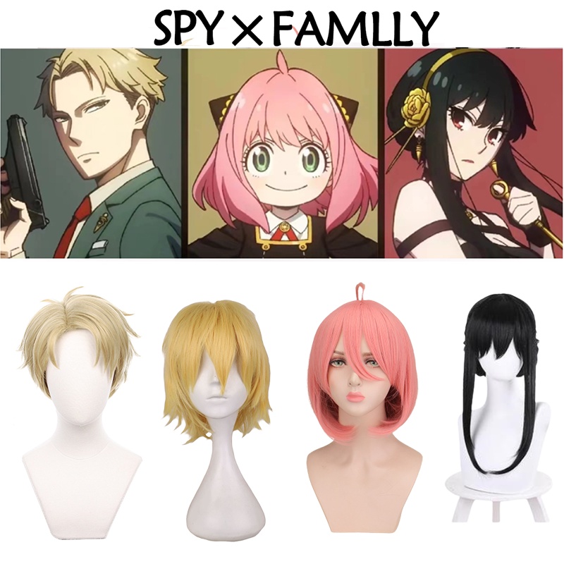 Spy × Family Cosplay Hair Anya Yor Forger Loid Black Rose Pink Party Wig Gift