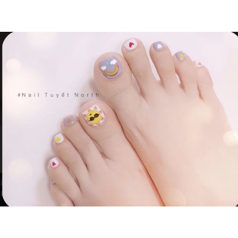 Nailbox Bộ 24 móng chân giả dễ thương nhẹ nhàng giá rẻ kèm keo dũa