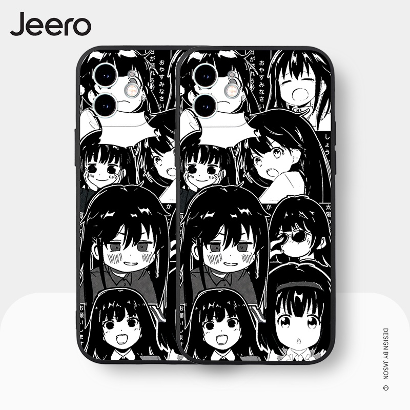 Ốp điện thoại JEERO viền vuông đen chống bẩn ngộ nghĩnh hoạt hình dễ thương đẹp silicon mềm Cho iPhone 13 12 11 Pro Max SE 2020 X XR XS 8 7 ip 6S 6 Plus kute HFE695