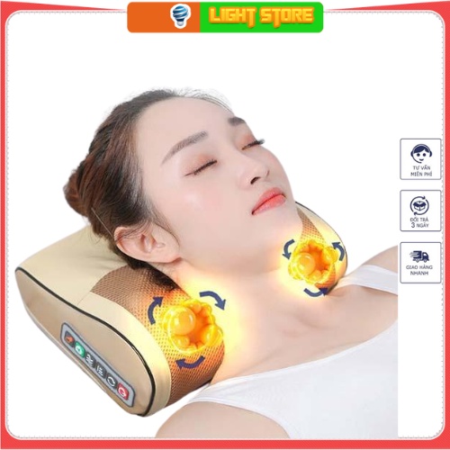 Gối Mát Xa, Gối Massage Hồng Ngoại 16 BI OSAKA, Xoa Bóp Giảm Căng Thẳng, Thư Giãn, Giảm Đau Mỏi Vai Cổ, Hỗ Trợ Ngủ Ngon