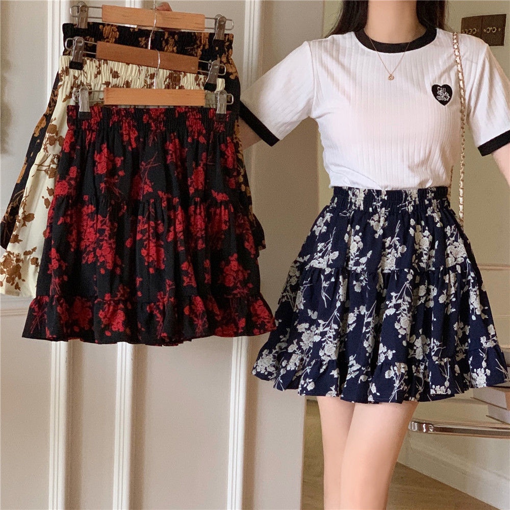 Chân Váy Hoa Lưng Cao Thời Trang Mùa Hè Hàn Quốc Dành Cho Nữ
