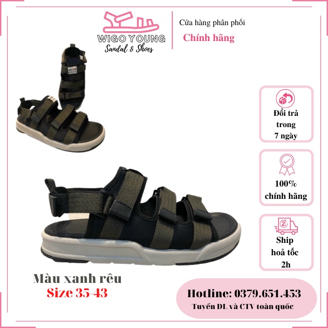 Giày Sandal 3 Quai Nam Nữ Học Sinh Sinh Viên Đi Học, Đi Chơi Đế Cao Su, Dép Có Quai Hậu, Dây Dù Full Size -Wigo Young