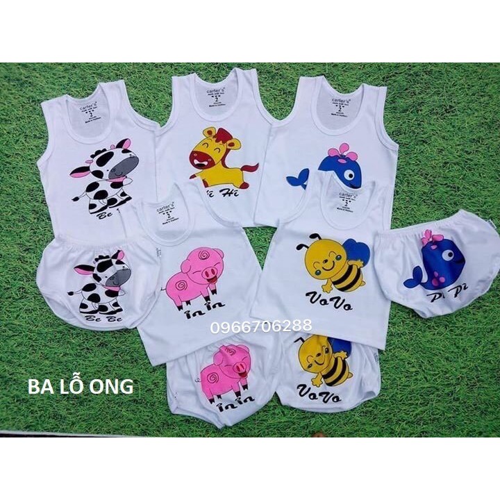 Set 5 bộ quần áo cho bé 0-5 tuổi- Hàng cotton 2 chiều_ba lỗ (chip)