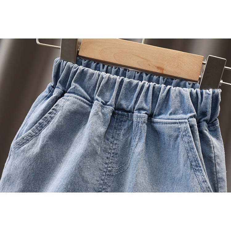 Set áo sơ mi tay ngắn in họa tiết caro + quần short denim thời trang cho bé sơ sinh