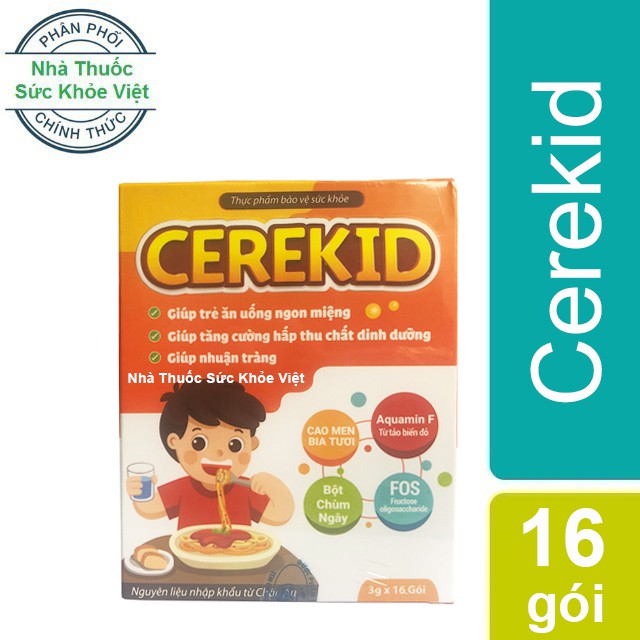 Chính Hãng : Cerekid - Dùng cho trẻ biếng ăn, táo bón nguyên liệu nhập khẩu châu âu ( Hộp 16 gói )