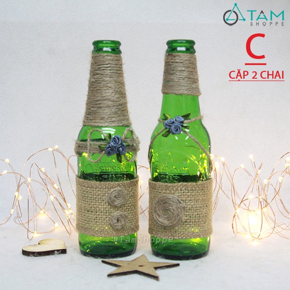 Cặp chai bia Heineken Handmade cỡ nhỏ G-CTT-01