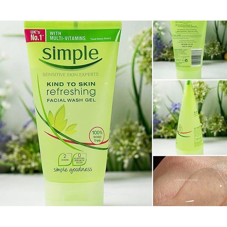 [Mẫu mới] Sữa rửa mặt dạng gel Simple Kind to Skin Refreshing Facial Wash Gel 150ml