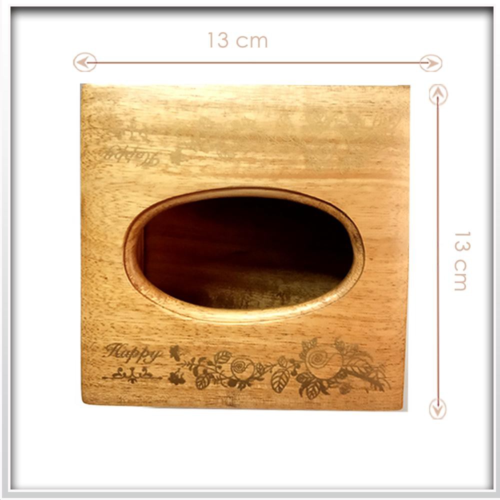 Hộp đựng khăn giấy hình vuông bằng gỗ tự nhiên, hàng thủ công cao cấp