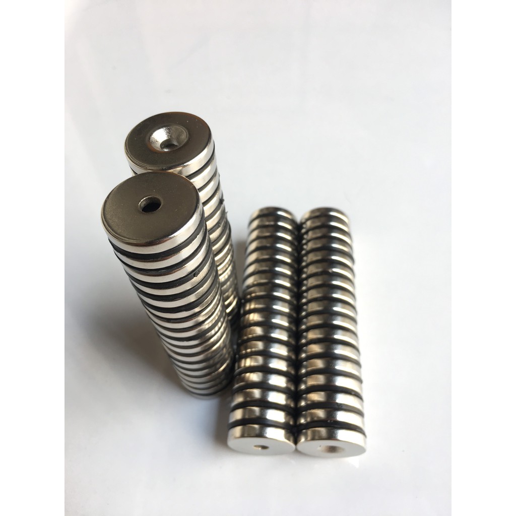 Nam Châm Đất Hiếm Tròn Có Lỗ 25x5mm Nhiều Kích Thước - 1 Viên Lỗ Vát 6mm
