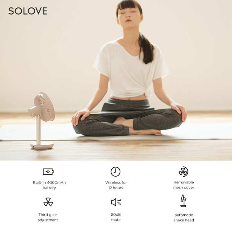 Quạt tích điện Xiaomi SOLOVE F5,có thể quay góc ngang 60 độ.Hàng chính hãng BH 12 tháng