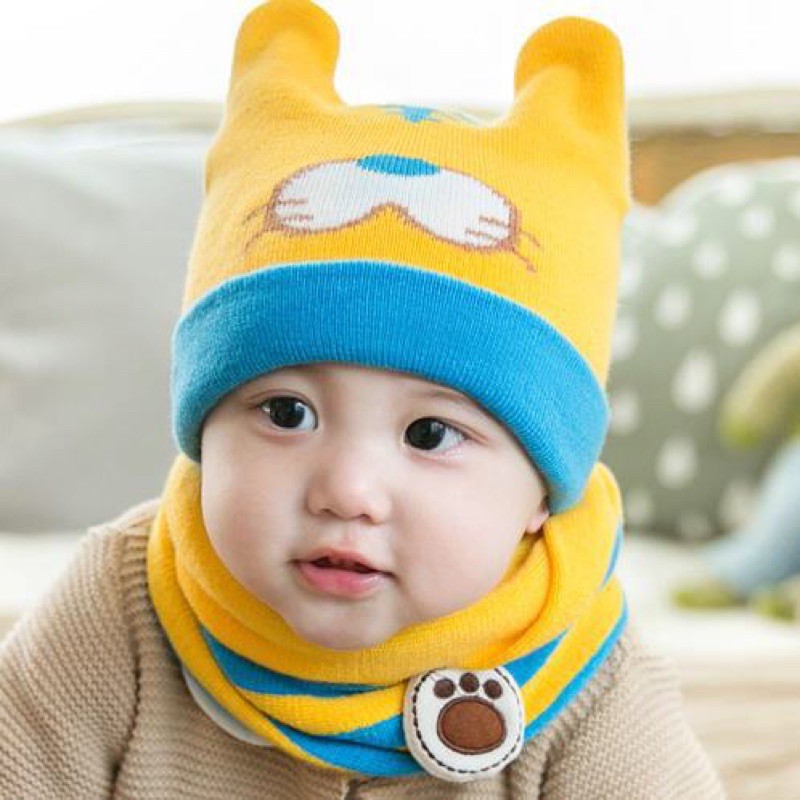 [2 Tai] Set khăn mũ cho bé mã KM37042