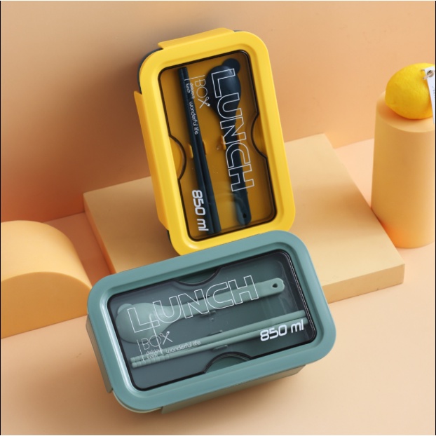 [Hàng Sẵn] Hộp Cơm Văn Phòng 1000ml Tặng Kèm Cốc Đựng Canh Và Muỗng Đũa Tiện Lợi chính hãng