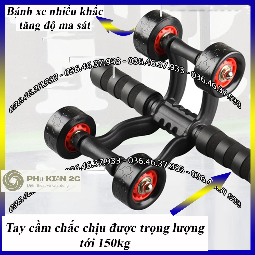 Con lăn tập cơ bụng AB 4 bánh cao cấp Kèm Thảm Dụng cụ tập gym cho nam Kiêm bánh xe lăn đẩy tập cơ bụng