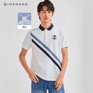 Áo thun polo giordano 13012211 co giãn tương phản thêu logo cho nam