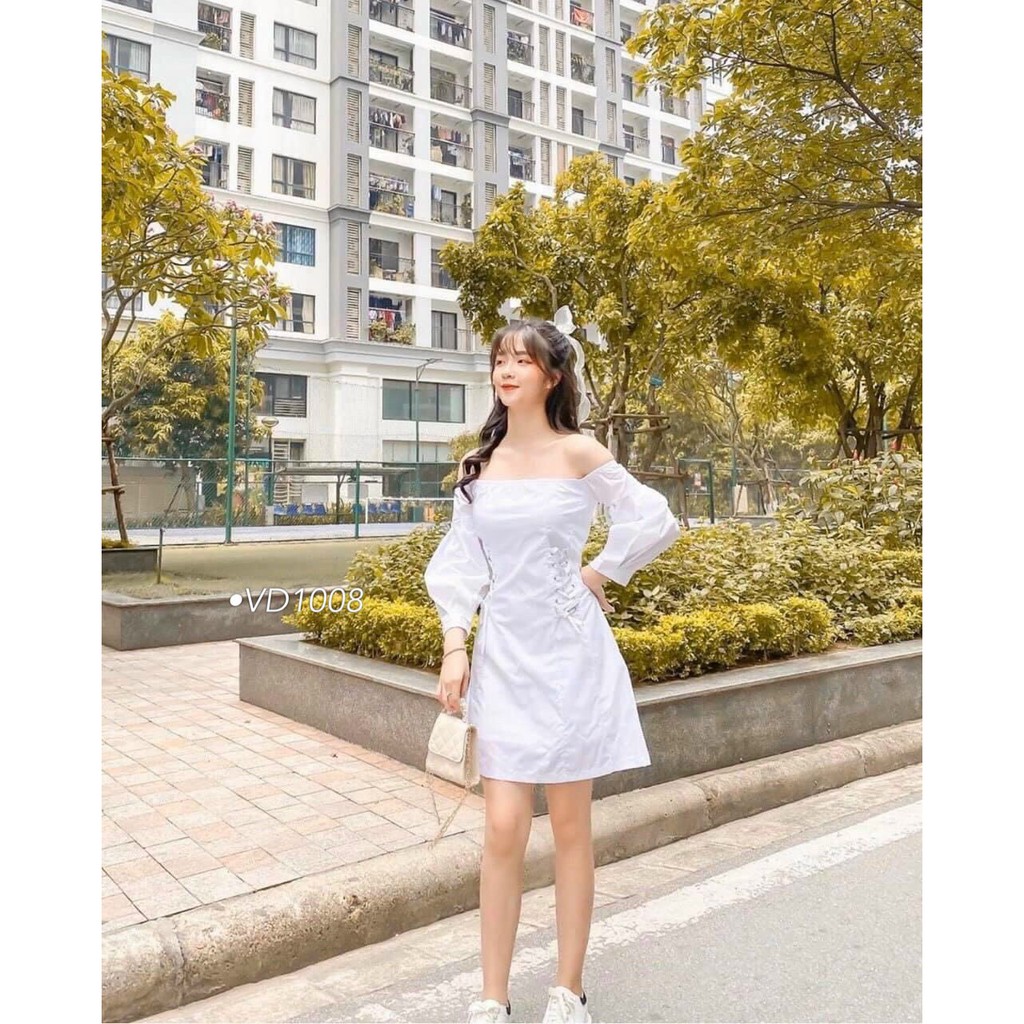 Đầm Dự Tiệc 💝 FREESHIP 💝  Đầm trễ vai đan dây eo tôn dáng VD1008 [Mẫu Mới Hè 2021] | BigBuy360 - bigbuy360.vn