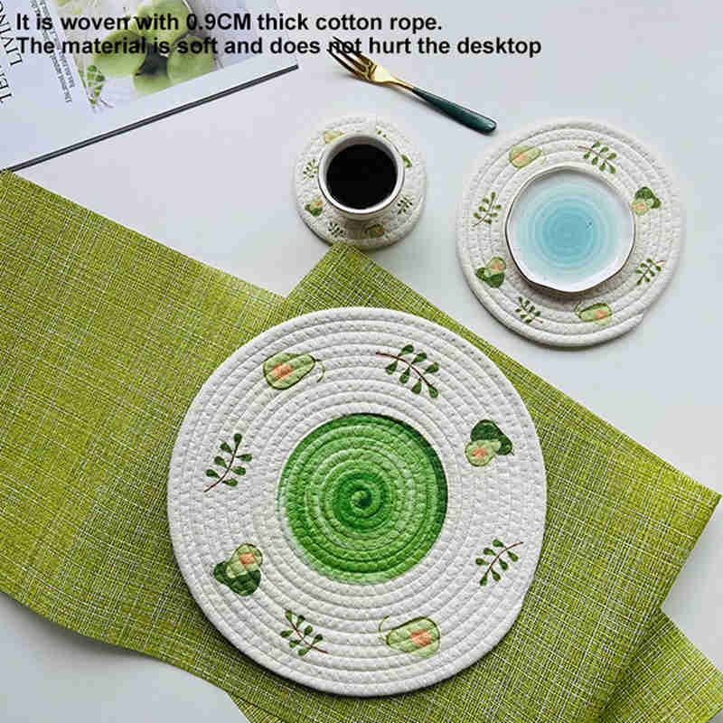 Miếng Lót Nồi Dây Thừng Cotton Bện Hình Tròn Cách Nhiệt