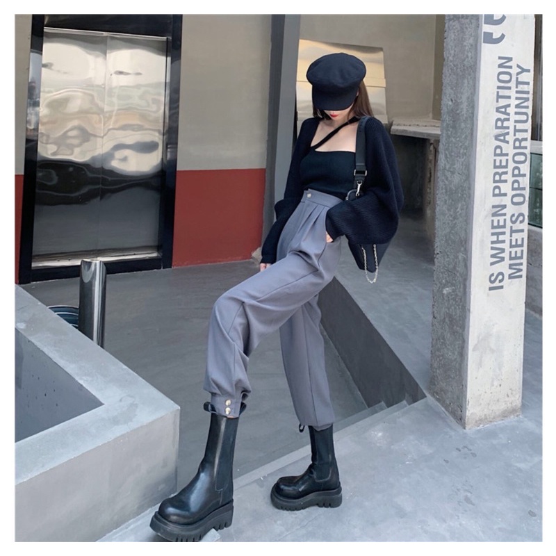 Set áo khoác len croptop nhiều màu + áo 2 dây Ulzzang siêu chất ❤️