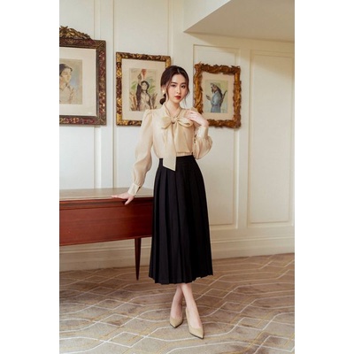 Chân váy dài dập ly xoè  TIINSTORE  CHD070