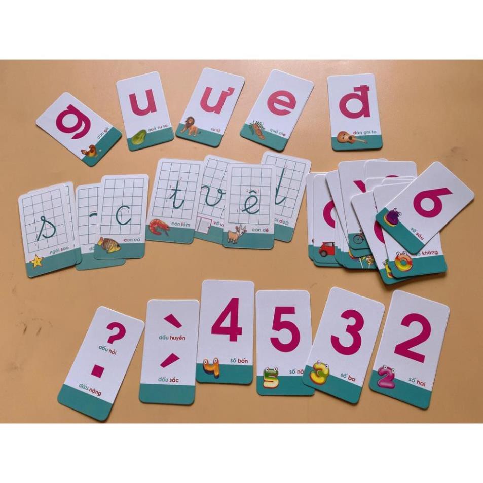 Bộ 40 Thẻ Học Thông Minh Flashcard Tổng Hợp Chữ Cái Và Chữ Số Cho Bé kích thước 9X5 cm