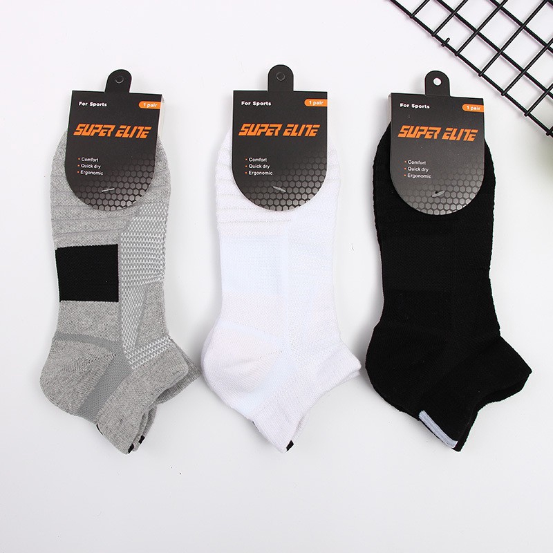 3 Pairs/Towel Bottom Boat Socks Sports Socks Sweat-absorbent Non-slip Running Socks Basketball Socks