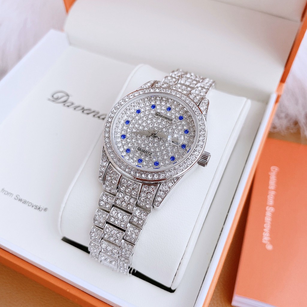 Đồng Hồ Nữ Davena Full Đá Silver D61669 31mm Authentic