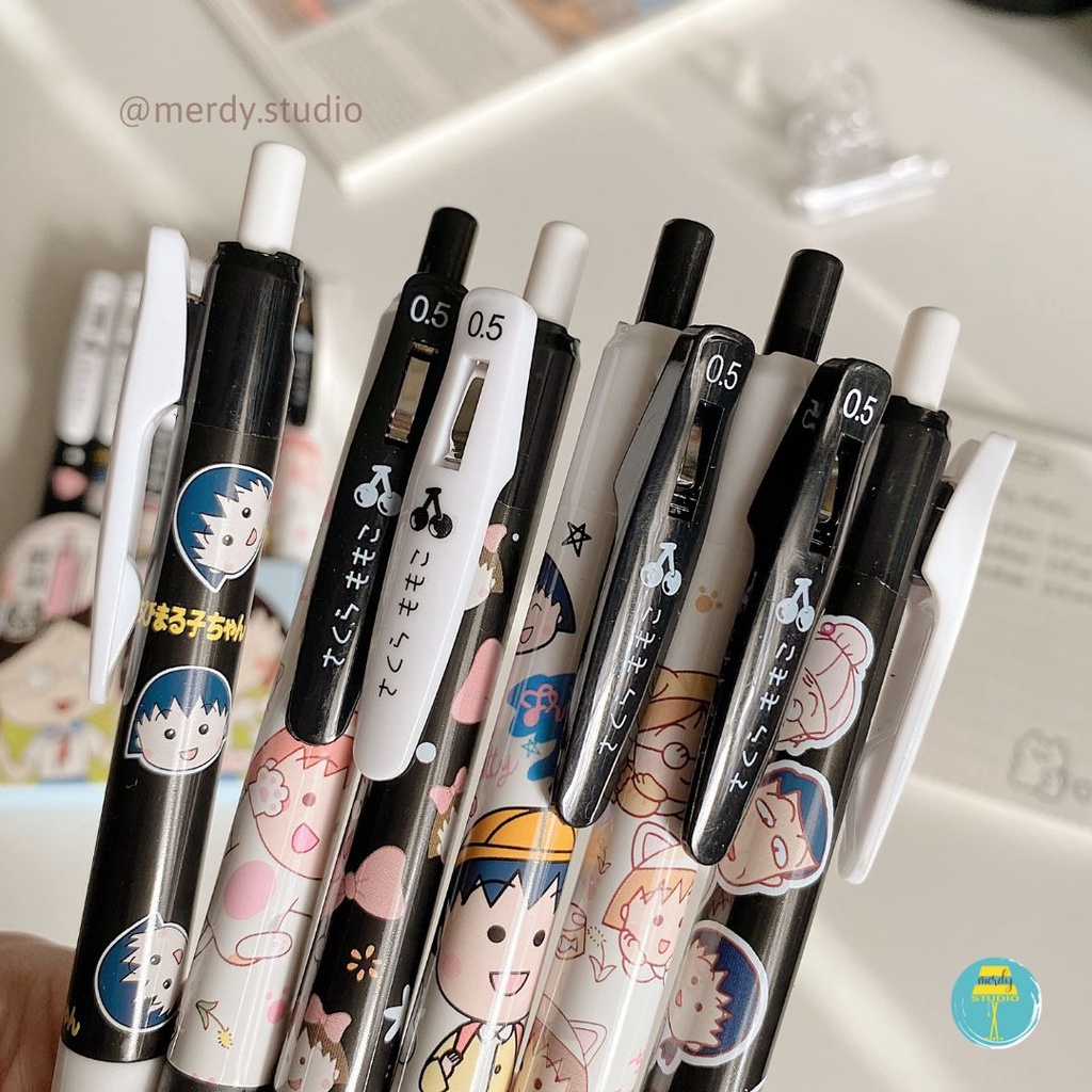 Bút bấm Chibi Maruko-chan mực đen ngòi 0.5mm
