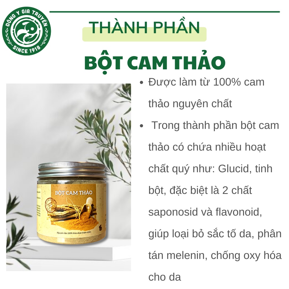 Bột Cam Thảo nguyên chất THÔNG CÁT 1918 loại 1 hữu cơ 100gr - Trắng da, giảm mu.n, mờ thâm nám, trẻ hoá làn da