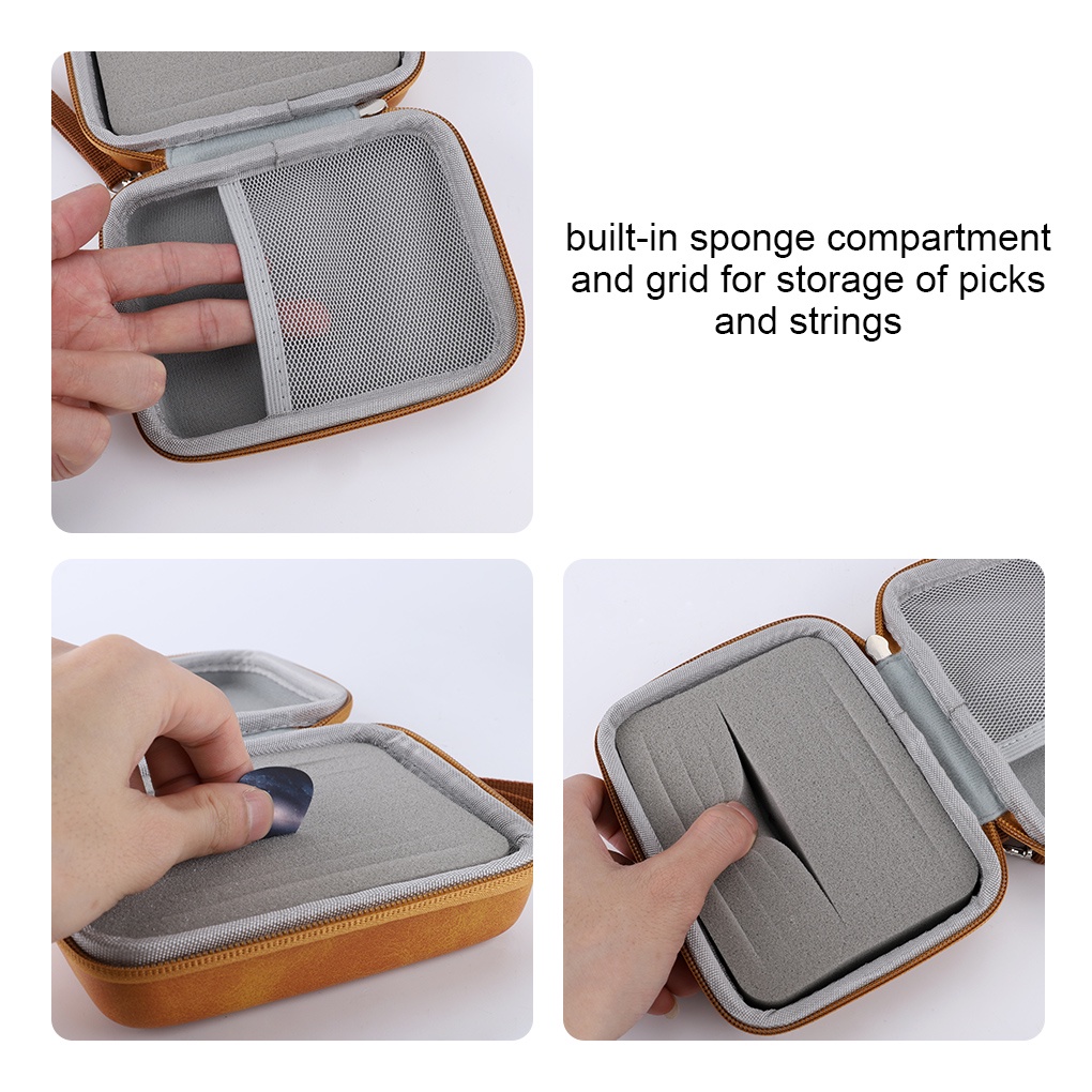 Guitar Pick Holder Zipper Leather Pick Storage Bag Waterproof Portable Guitar Plectrum Case
