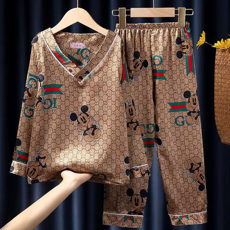Bộ Đồ Ngủ Pijama Tay Dài Vải Lụa Dành Cho Trẻ Em