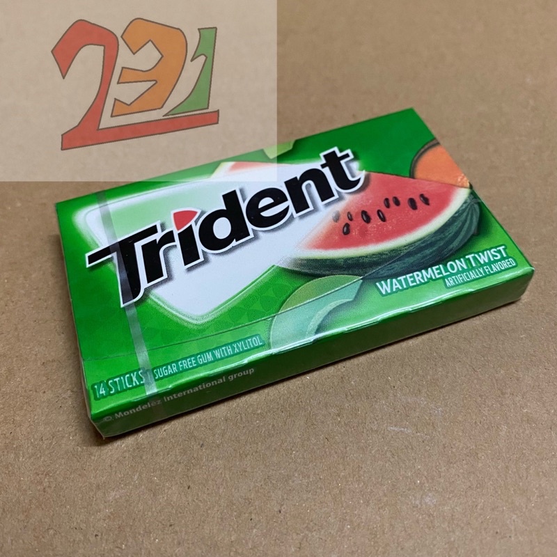 [14 Tép x1,9g][Dưa Hấu + Dưa Lưới]  Vỉ Cao Su Trident