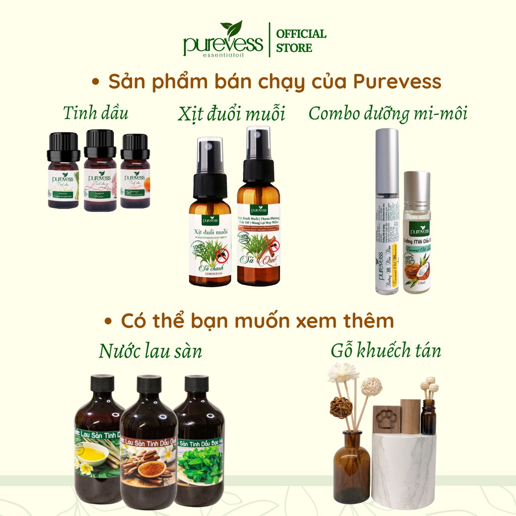 Chai Lăn Dầu Mù U nguyên chất làm giảm rạn da sẹo mụn, lành vết bỏng Purevess 10ml